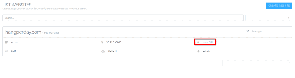 CyberPanel issue SSL for website