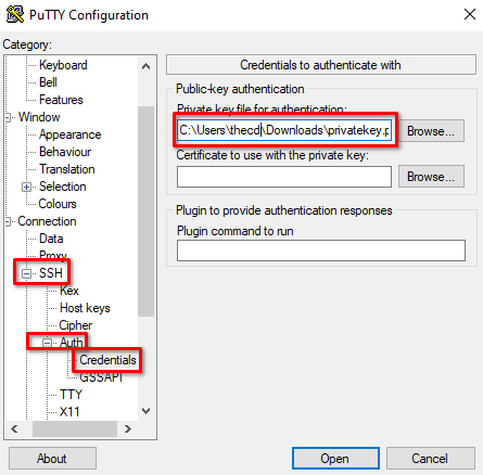 Add private key to PuTTY on Windows