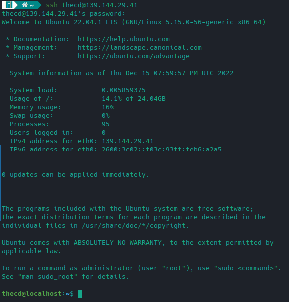 ssh to vps on linode