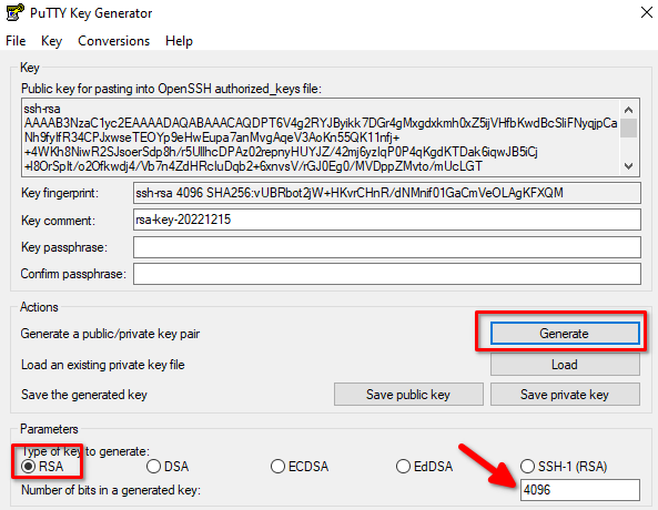 Use PuTTYgen to generate SSH keys