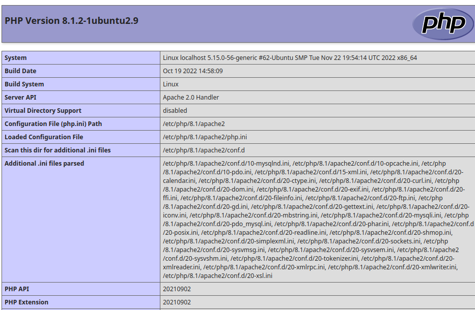 php install phpinfo example