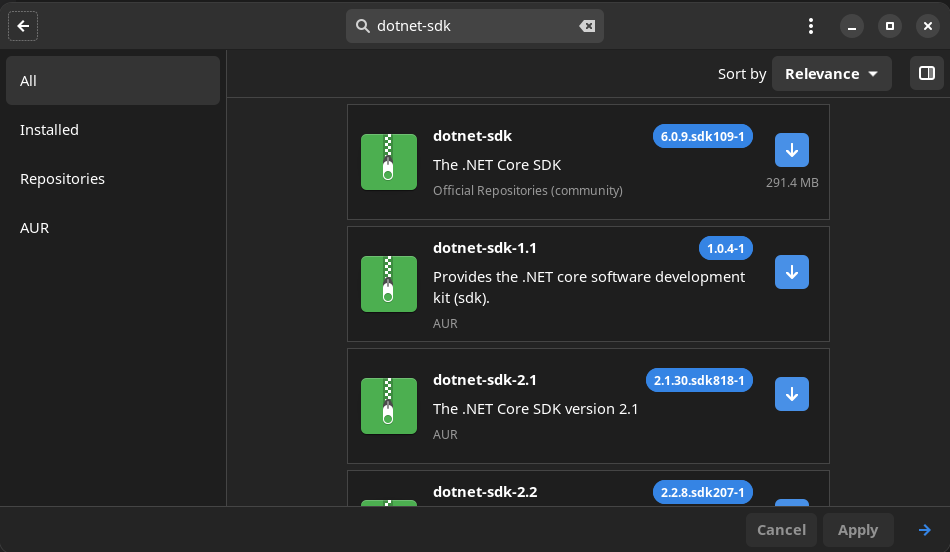 install dotnet-sdk in linux