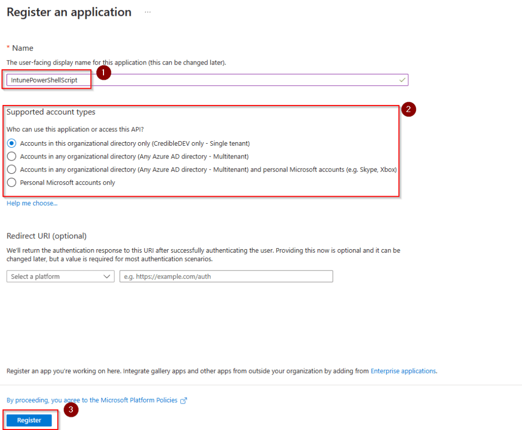 Creating an Azure App Registration