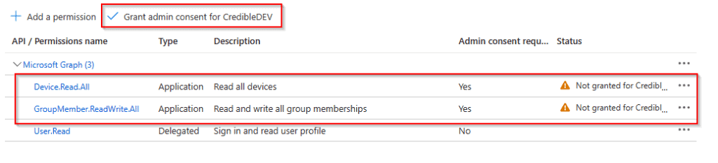 grant admin consent azure app registration api permissions