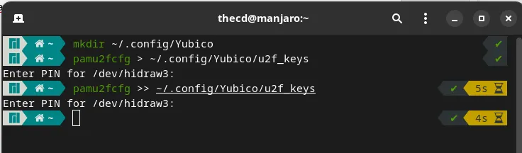 Store Yubikey Keys Manjaro Linux