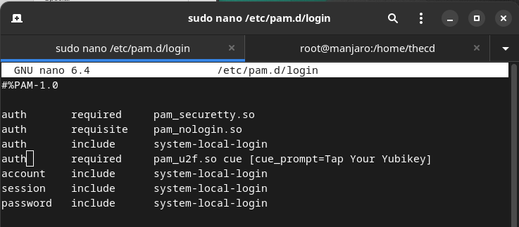 Setup Yubikey for Terminal TTY Login