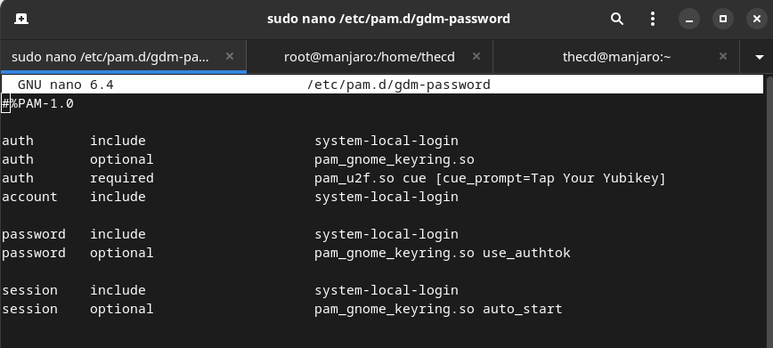 Setup Yubikey for Manjaro Desktop Login