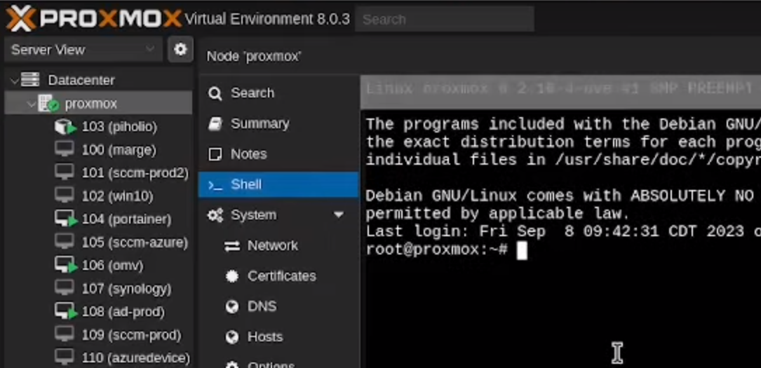 Proxmox Shell