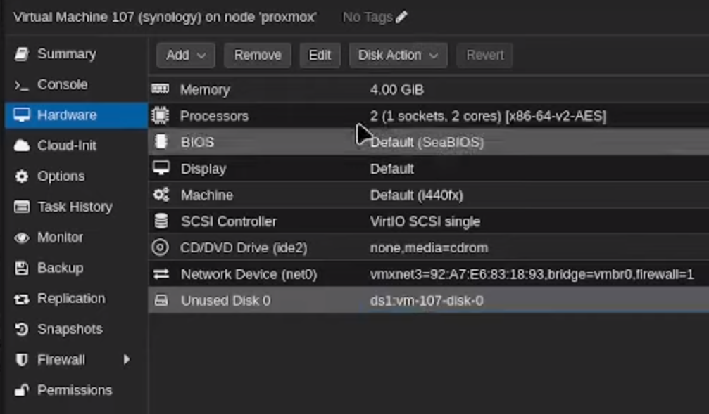 Proxmox Unused Disk