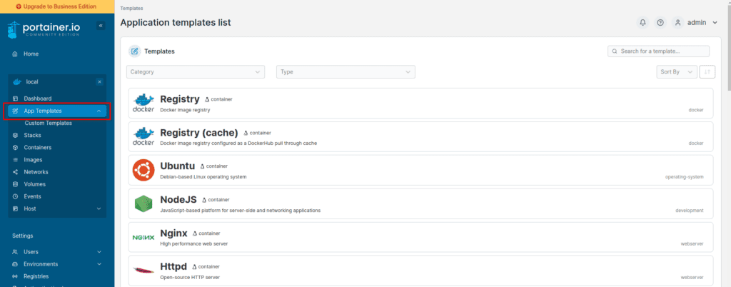 Portainer Docker Templates