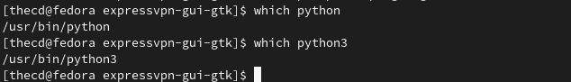Use which python to find your python executable on fedora