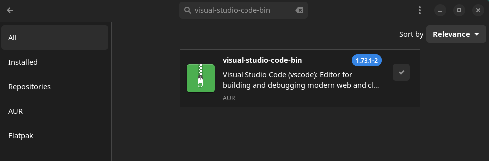 Manjaro AUR install VSCode