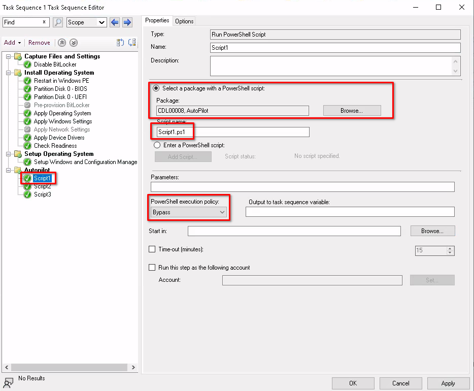 Intune task sequence step 1