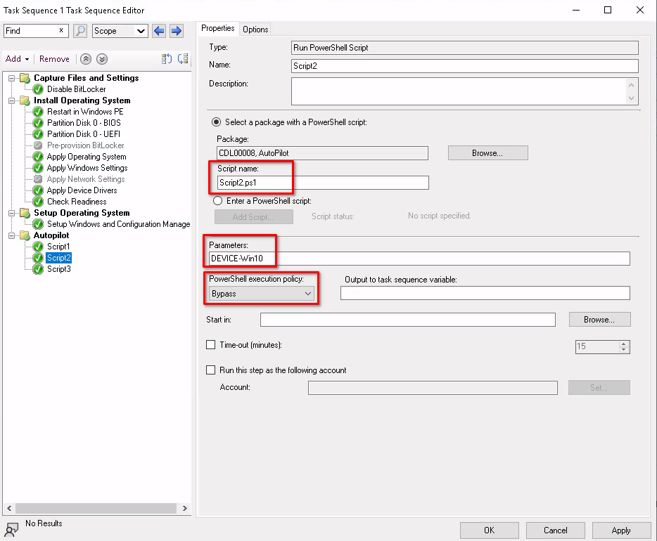 Intune task sequence step 2