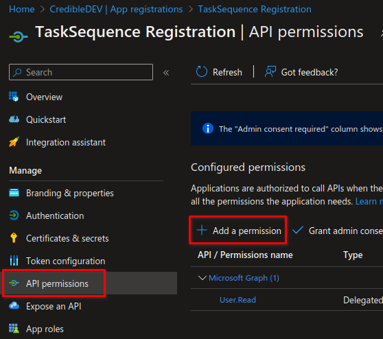 Azure AD app registration step 3