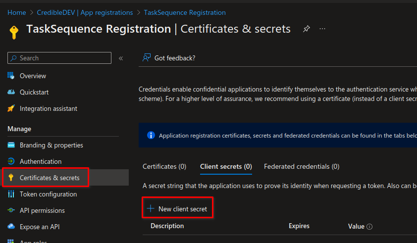 Azure AD app registration step 5