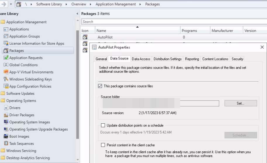 sccm package for intune