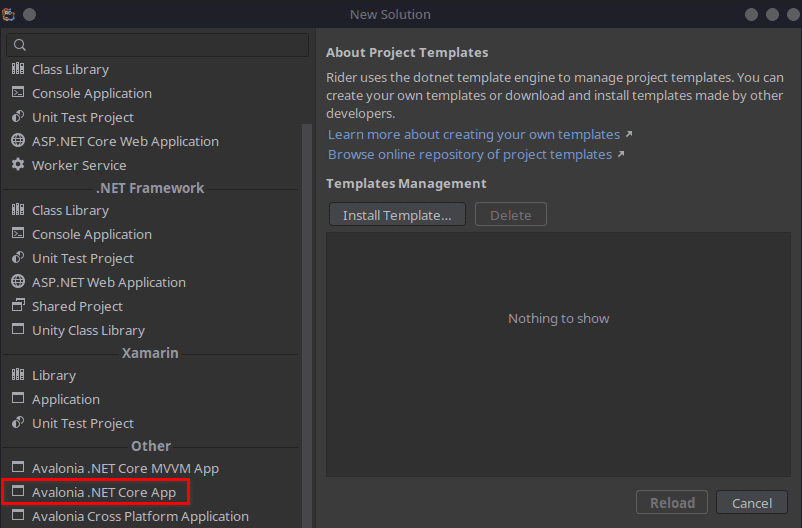 avalonia ui dotnet core app