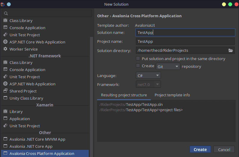 creating a new solution in jetbrains rider
