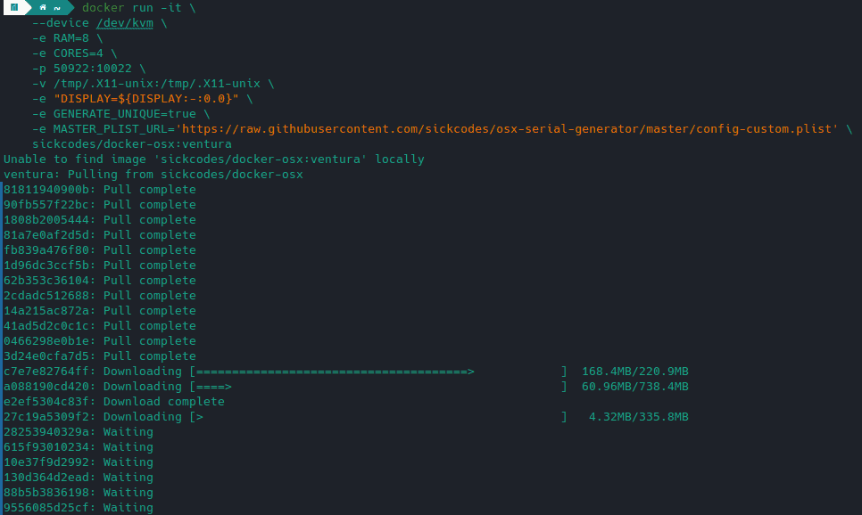 macos docker container downloading