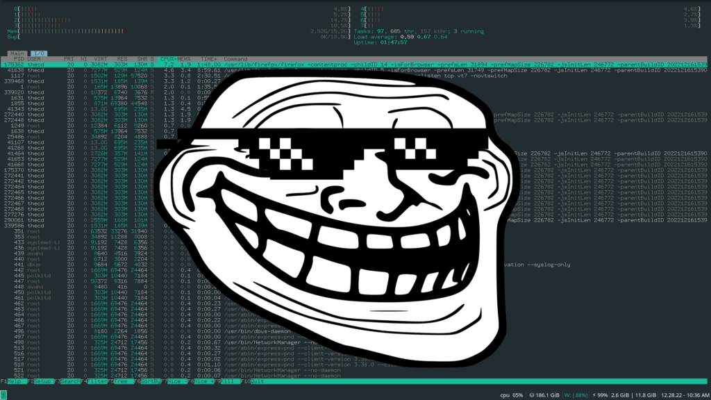 manjaro i3 htop
