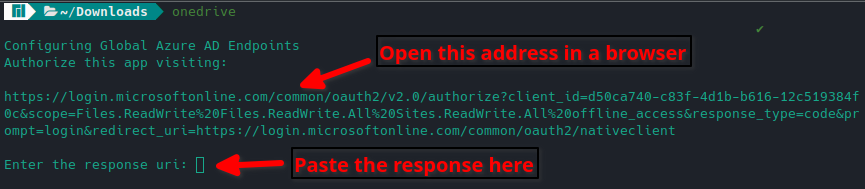 onedrive for linux setup command line