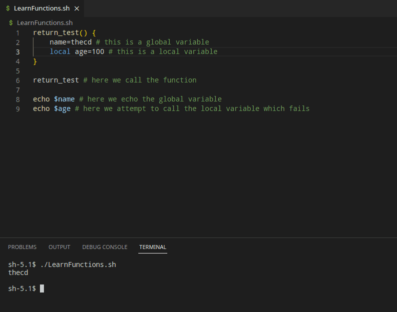 Returning Variables in Bash Scripting