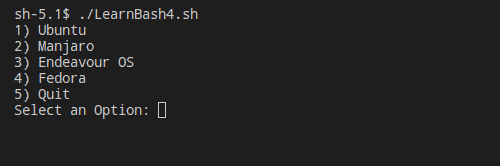 basic menu in bash scripting