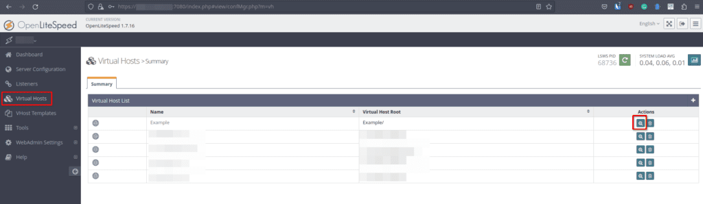 configure virtual host for python flask on litespeed