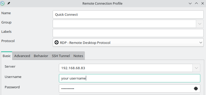 connect to xrdp through remmina on linux